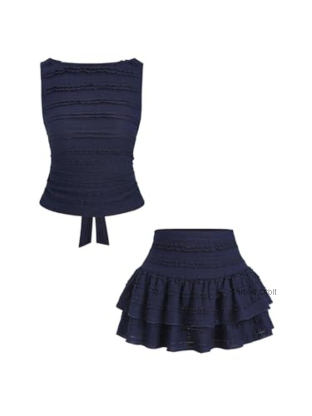 Textured Tie Back Tank Top Ruffle Skirt Set Summer Vacation Outfit